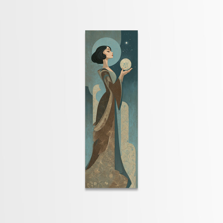 Elven Queen Portrait Canvas Print, Fantasy Art, Fantasy Art Print, Living Room Decor, Fine Art, Mythic, Textured Painting, FAN-1x3-38