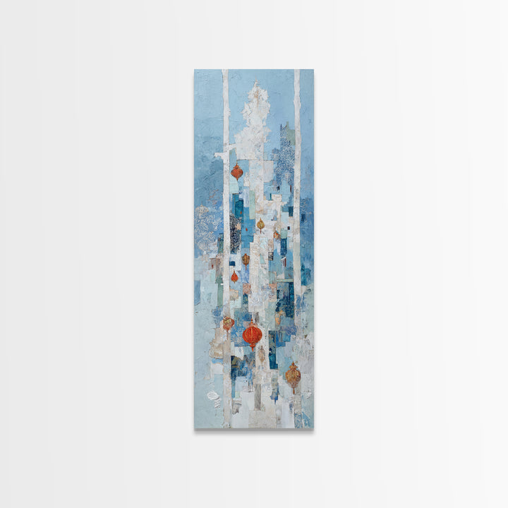 Crystal Cave with Luminous Blue Reflections Canvas Print, Fantasy Art, Acrylic Painting, Living Room Decor, Fine Art, Mythic, FAN-1x3-42