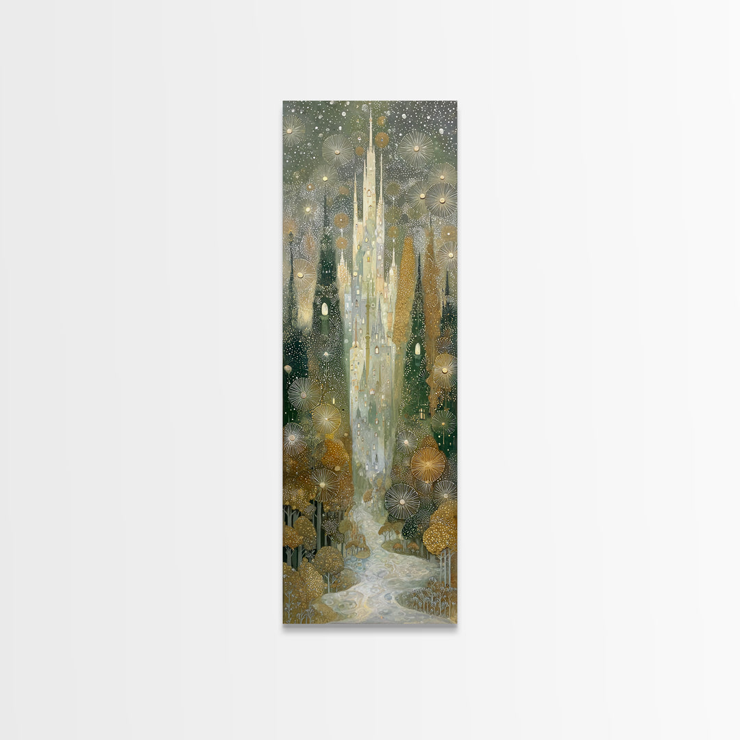 Mythic Waterfall Guarded by White Wolves Canvas Print, Fantasy Art, Wall Decor, Living Room Decor, Abstract Art, Mythic, FAN-1x3-60
