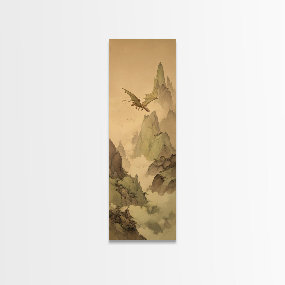 Griffin Perched on a Castle Wall Framed Canvas Print, Fantasy Art, Fantasy Home Decor, Living Room Decor, Fine Art, Mythic, FAN-1x3-70