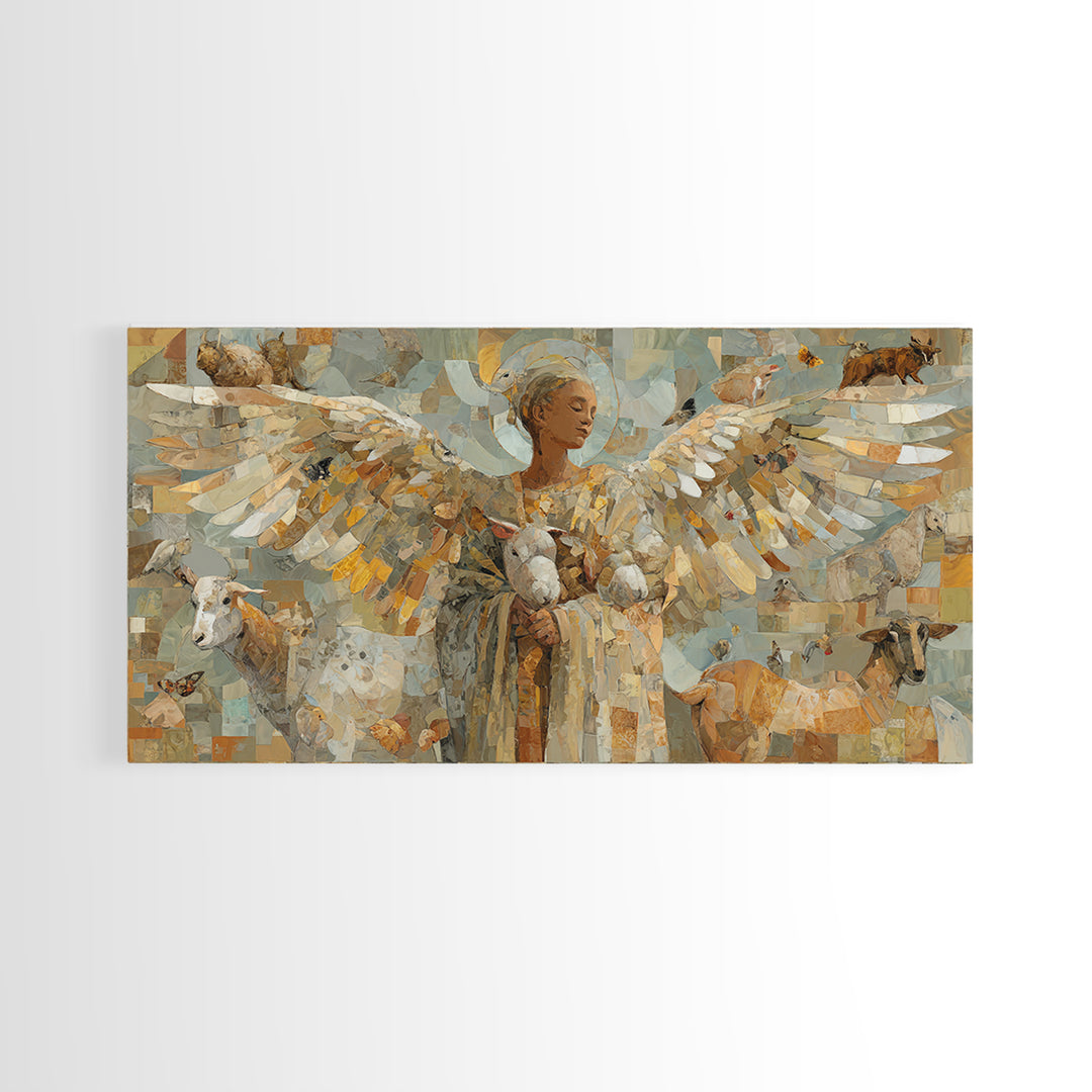 Phoenix Rising in Gold and Crimson Flames Framed Canvas Print, Fantasy Art, Home Decor, Living Room Decor, Fine Art, Mythic, FAN-2x1-1