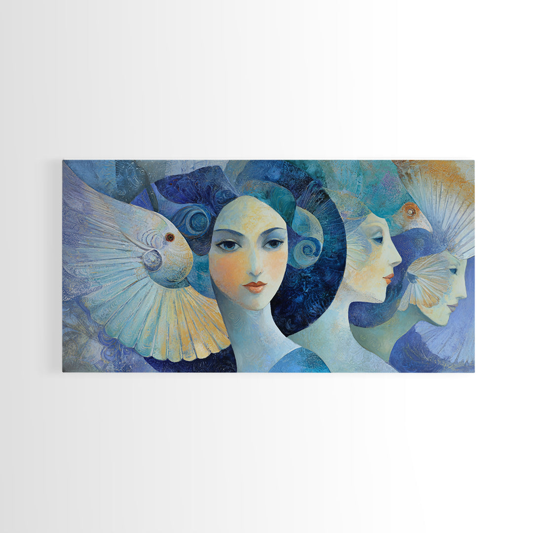 Sorceress Holding a Sphere of Starlight Framed Canvas Print, Fantasy Art, Minimalist Decor, Living Room Decor, Fine Art, Mythic, FAN-2x1-13