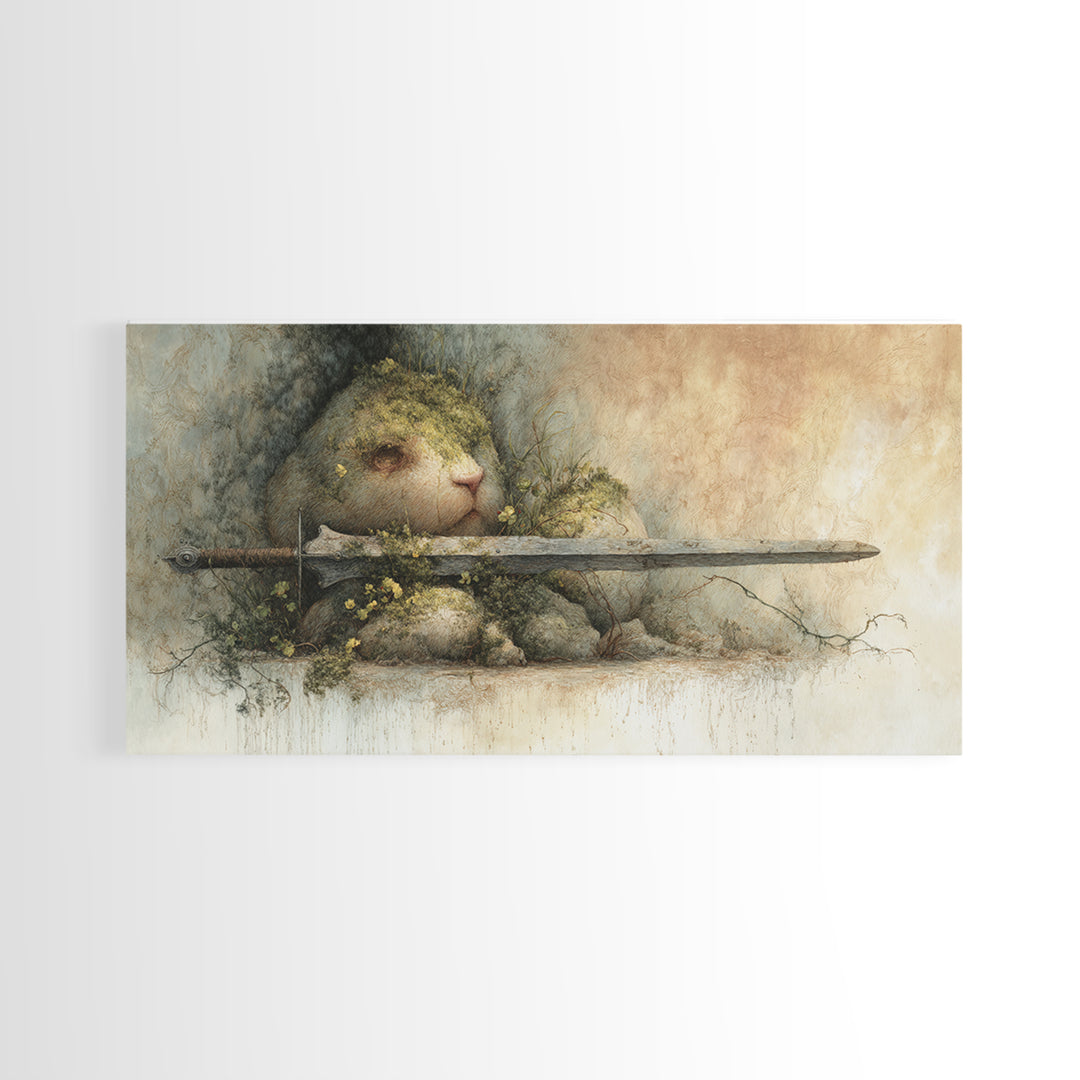 Mermaid Lagoon with Bioluminescent Water Canvas Print, Fantasy Art, Whimsical Art, Living Room Decor, Fine Art, Mythic, FAN-2x1-76