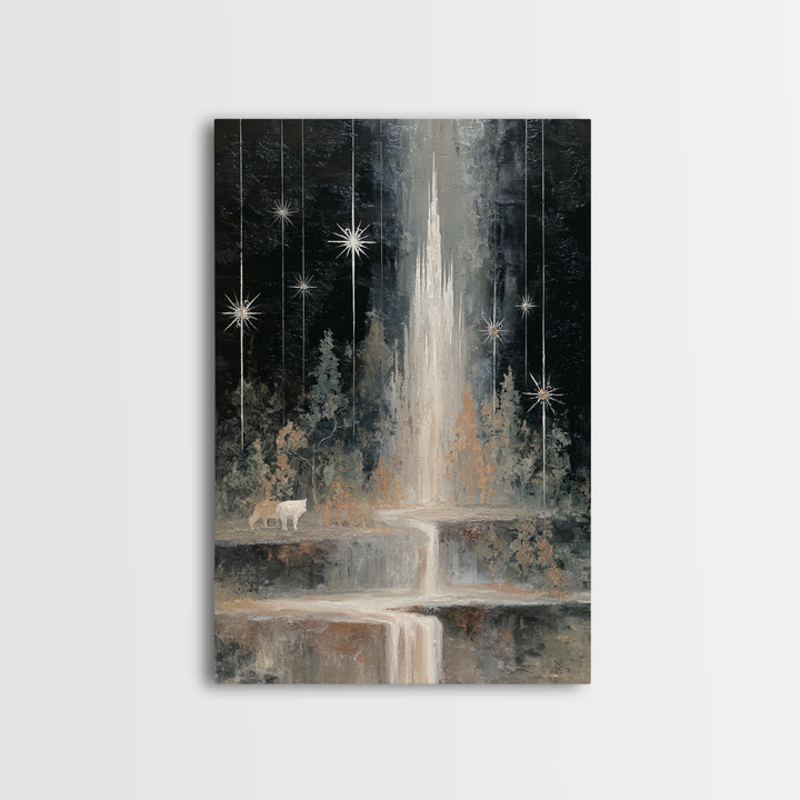 Giant Tree City Filled Framed Canvas Print, Fantasy Art, Painting, Living Room Decor, Abstract Art, Mythic, Gothic Art, FAN-2x3-17