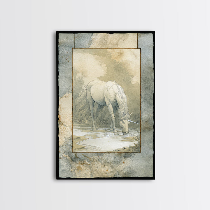 Ancient Map Landscape Framed Canvas Print, Fantasy Art, Contemporary Art, Living Room Decor, Fine Art, Mythic, Printable Art, FAN-2x3-21