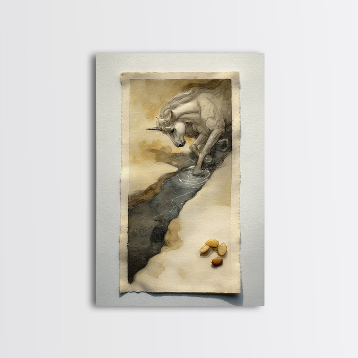 Sea Serpent Beneath a Stormy Ship Silhouette Framed Canvas Print, Fantasy Art, Room Decor, Living Room Decor, Oil Painting, FAN-2x3-51