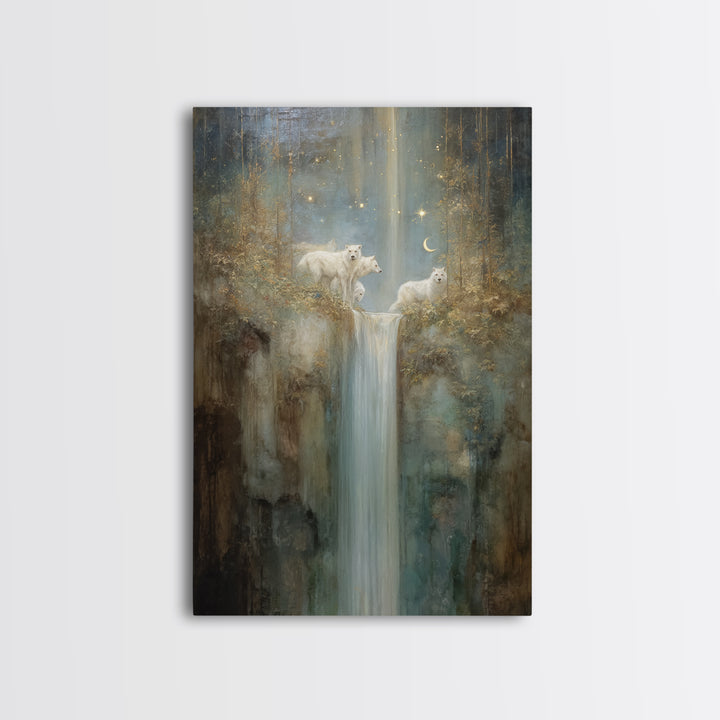 Faerie Market under Giant Mushrooms Canvas Print, Fantasy Art, Landscape, Living Room Decor, Oil Painting, Mythic, FAN-2x3-95