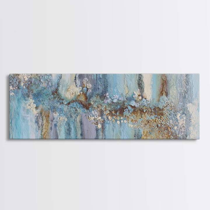 Mythic Waterfall Guarded by White Wolves Canvas Print, Fantasy Art, Living Room Decor, Fine Art, Mythic, Neutral Decor, FAN-3x1-16