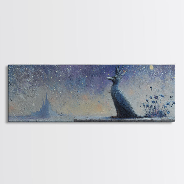 Armored Knight Facing a Glowing Portal Framed Canvas Print, Fantasy Art, Wall Decor, Living Room Decor, Oil Painting, Mythic, FAN-3x1-47