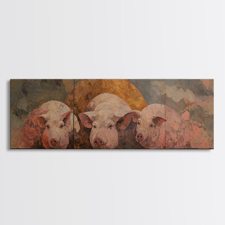 Faerie Market under Giant Mushrooms Framed Canvas Print, Fantasy Art, Contemporary Art, Living Room Decor, Fine Art, Mythic, FAN-3x1-55