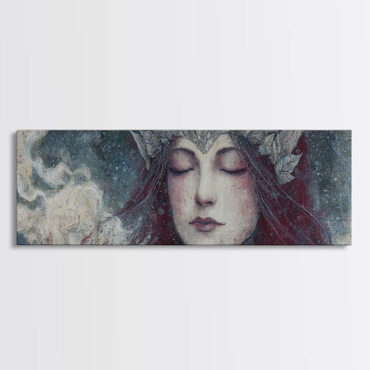 Angelic Warrior with Radiant Wings Framed Canvas Print, Fantasy Art, Room Decor, Living Room Decor, Fine Art, Mythic, FAN-3x1-63