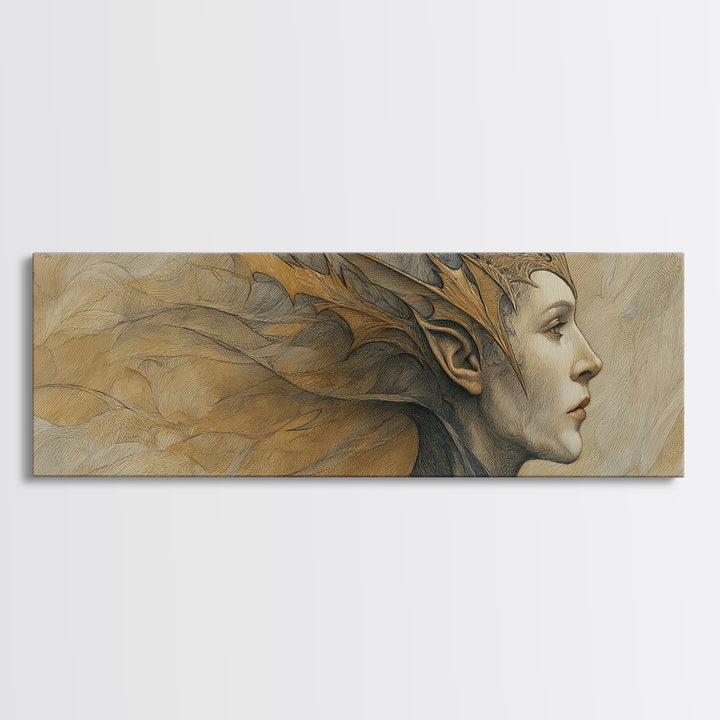 Phoenix Rising in Gold and Crimson Flames Framed Canvas Print, Fantasy Art, Large Art Print, Living Room Decor, Mythic, FAN-3x1-69