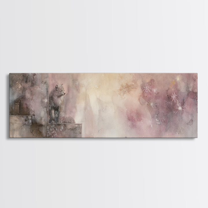 Armored Knight Facing a Glowing Portal Canvas Print, Fantasy Art, Art Nouveau, Living Room Decor, Mythic, Fantasy Wall Art, FAN-3x1-71