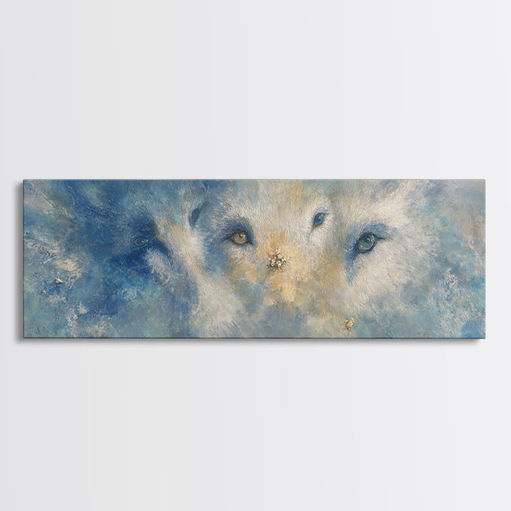 Forest Spirit with Antlers and Glowing Eyes Canvas Print, Fantasy Art, Home Decor, Living Room Decor, Oil Painting, Mythic, FAN-3x1-76