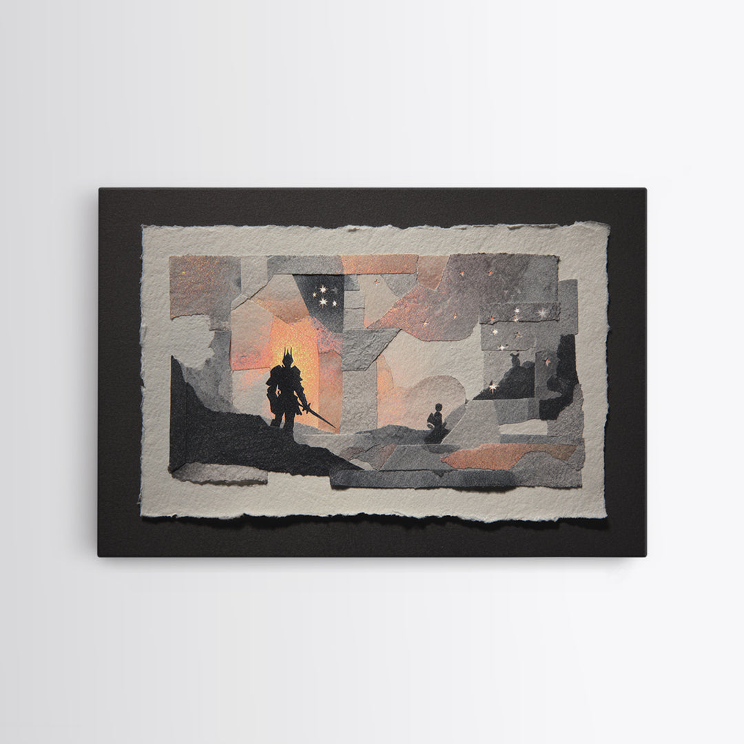 Griffin Perched on a Castle Wall Framed Canvas Print, Fantasy Art, Art Prints, Living Room Decor, Mythic, Fantasy Art Prints, FAN-3x2-14