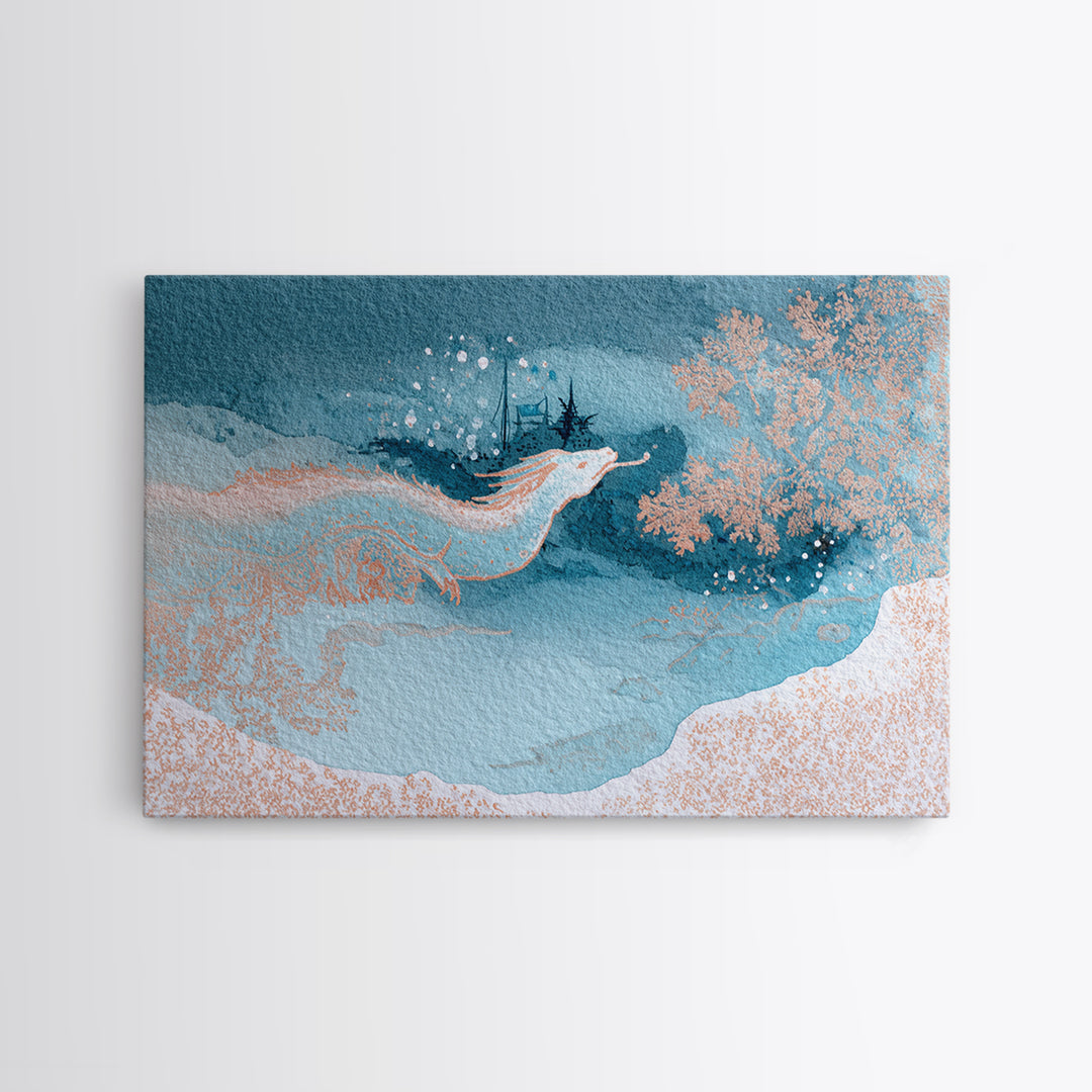 Armored Knight Facing a Glowing Portal Framed Canvas Print, Fantasy Art, Acrylic Painting, Living Room Decor, Fine Art, Mythic, FAN-3x2-35