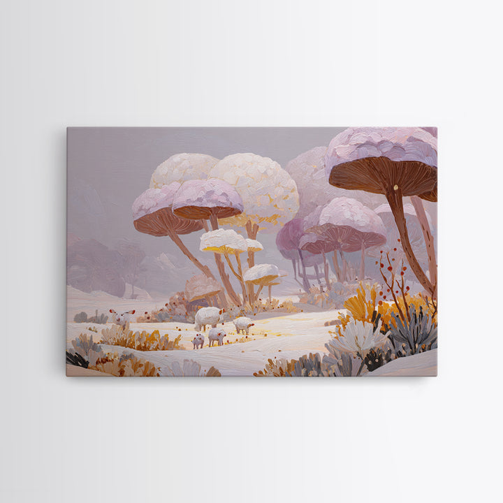 Crystal Cave with Luminous Blue Reflections Framed Canvas Print, Fantasy Art, Dragon Art, Living Room Decor, Oil Painting, FAN-3x2-82
