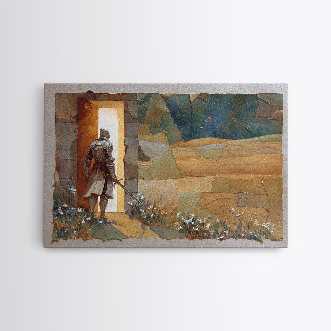 Griffin Perched on a Castle Wall Framed Canvas Print, Fantasy Art, Fairy Art, Living Room Decor, Mythic, Gallery Decor, FAN-3x2-86