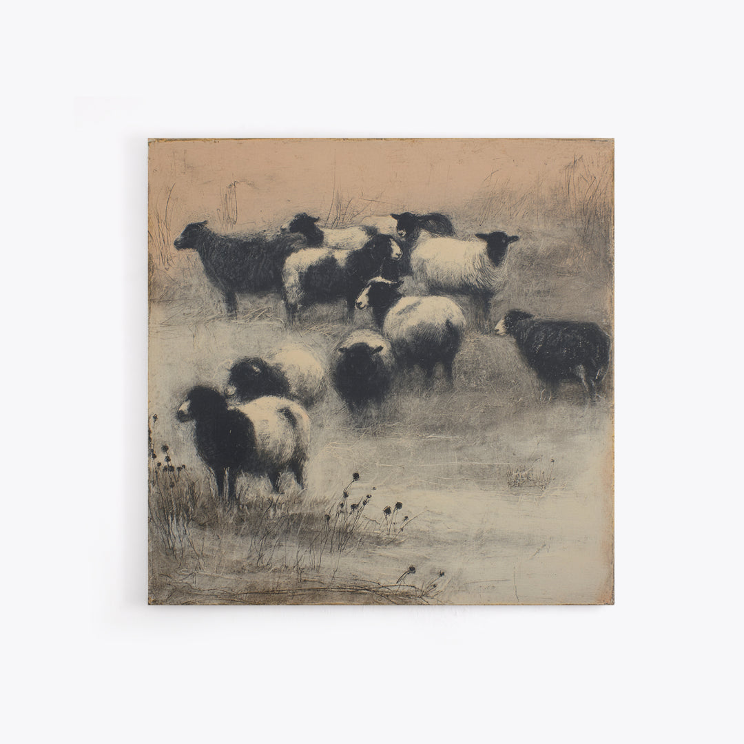 Rustic Barn in Golden Field Light Framed Canvas Print, Farmhouse Art, Sage Green Wall Art, Farmhouse Decor, Fine Art, Harvest, FAR-1x1-2