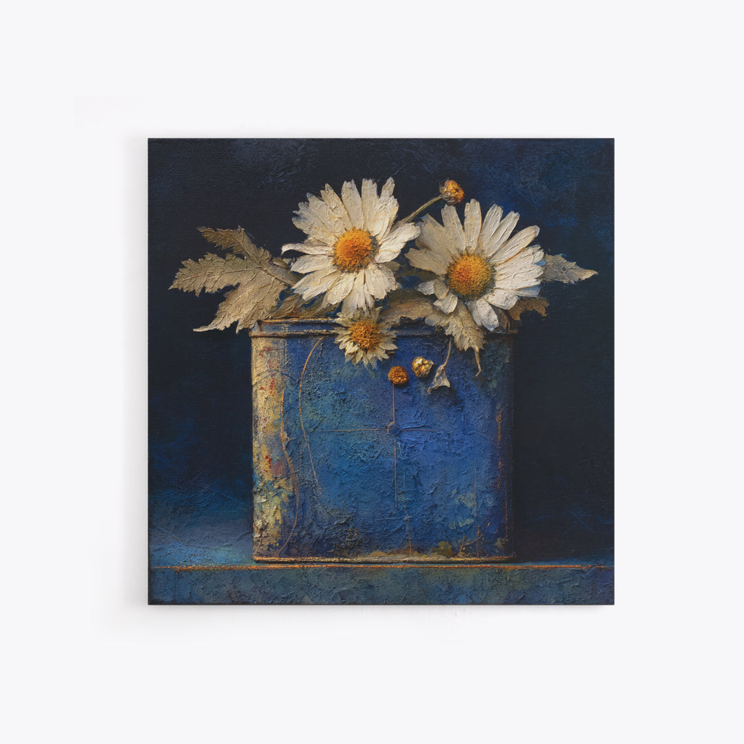Weathered Horseshoe and Wildflowers Framed Canvas Print, Farmhouse Art, Gallery Wall, Farmhouse Decor, Oil Painting, Harvest, FAR-1x1-21