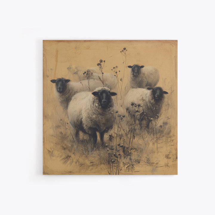 Black and White Sheep Framed Canvas Print, Farmhouse Art, Gallery Decor, Farmhouse Decor, Fine Art, Harvest, Contemporary Art, FAR-1x1-32
