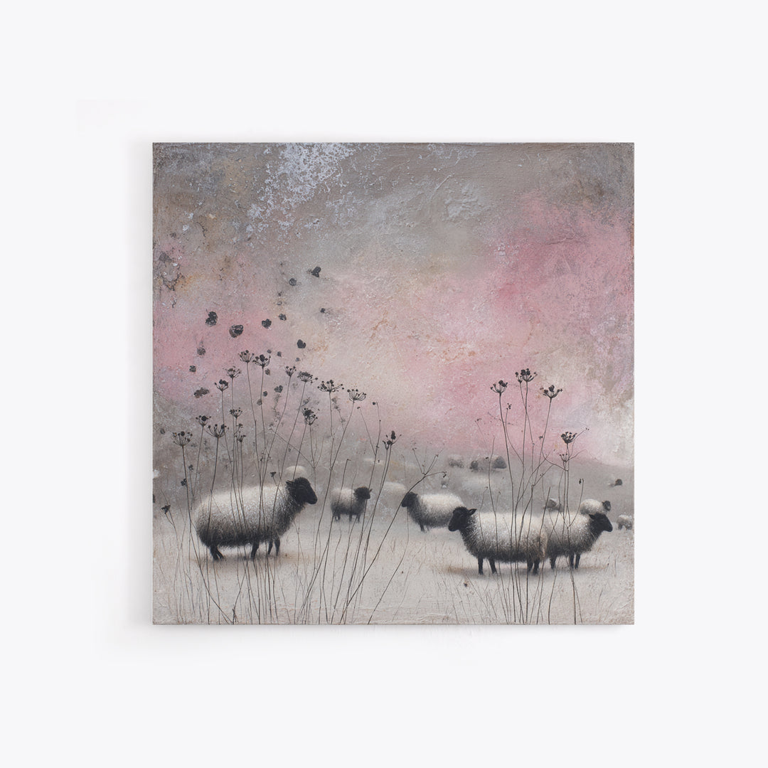Farmhouse Wreath of Cotton Stems and Eucalyptus Canvas Print, Farmhouse Art, Landscape Art, Farmhouse Decor, Fine Art, Harvest, FAR-1x1-92