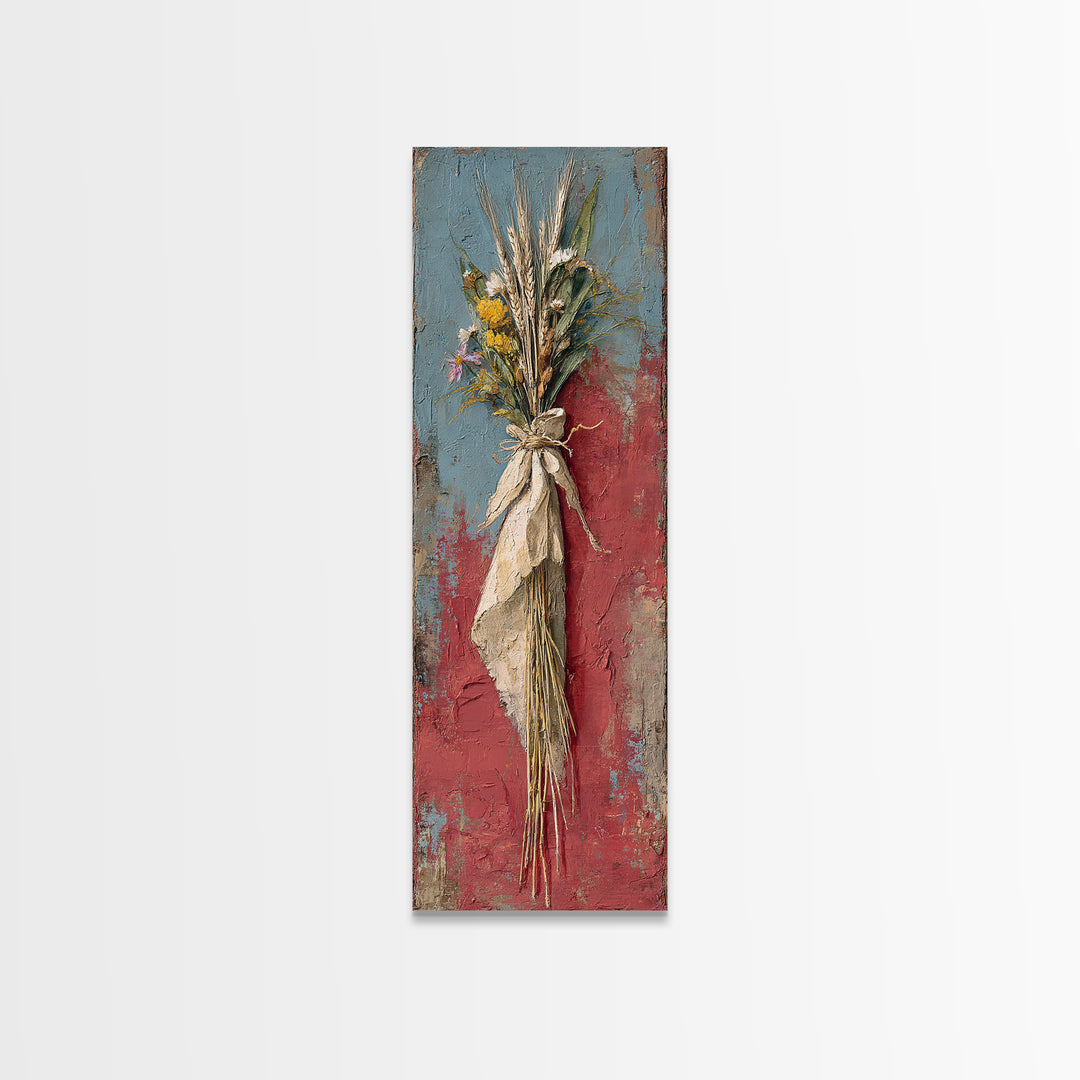 Wheat Bundle Tied Canvas Print, Farmhouse Art, Botanical Prints, Farmhouse Decor, Fine Art, Harvest, Statement Artwork, FAR-1x3-22