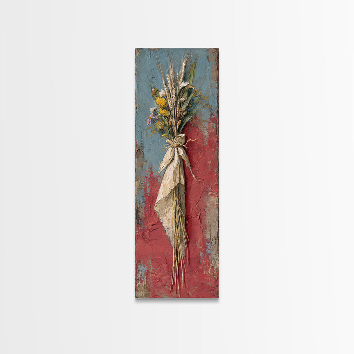 Wheat Bundle Tied Canvas Print, Farmhouse Art, Botanical Prints, Farmhouse Decor, Fine Art, Harvest, Statement Artwork, FAR-1x3-22