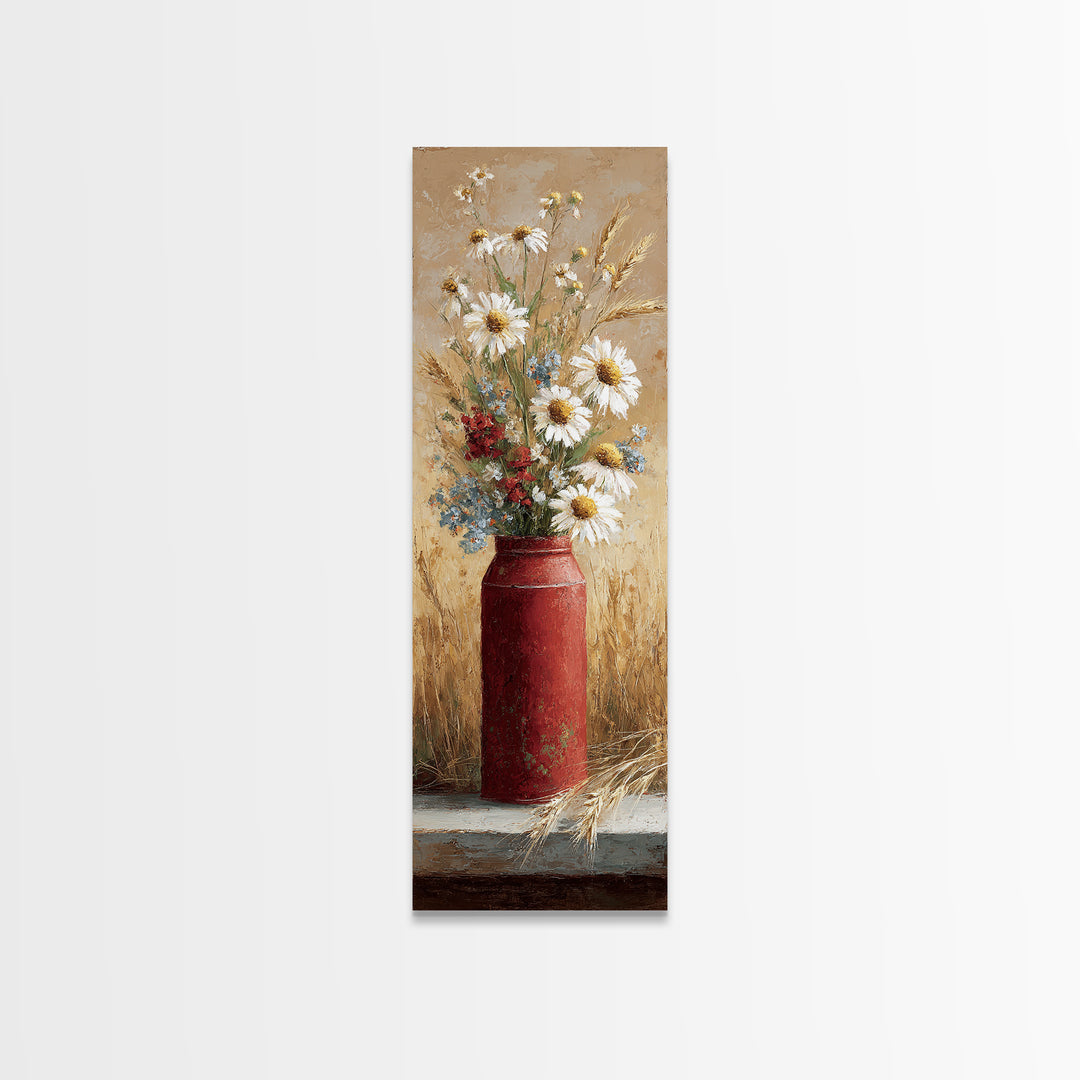 Old Milk Can Framed Canvas Print, Farmhouse Art, Art Print, Farmhouse Decor, Fine Art, Harvest, Digital Art, Printable Wall Art, FAR-1x3-24