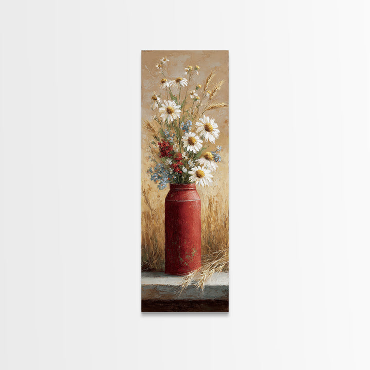 Old Milk Can Framed Canvas Print, Farmhouse Art, Art Print, Farmhouse Decor, Fine Art, Harvest, Digital Art, Printable Wall Art, FAR-1x3-24