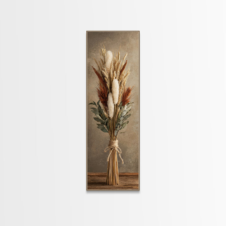 Wheat Bundle Tied Framed Canvas Print, Farmhouse Art, Landscape Art, Farmhouse Decor, Fine Art, Harvest, Textured Painting, FAR-1x3-46