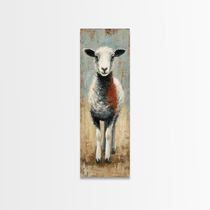 Black and White Sheep Canvas Print, Farmhouse Art, Digital Print, Farmhouse Decor, Fine Art, Harvest, Floral Wall Art, FAR-1x3-68