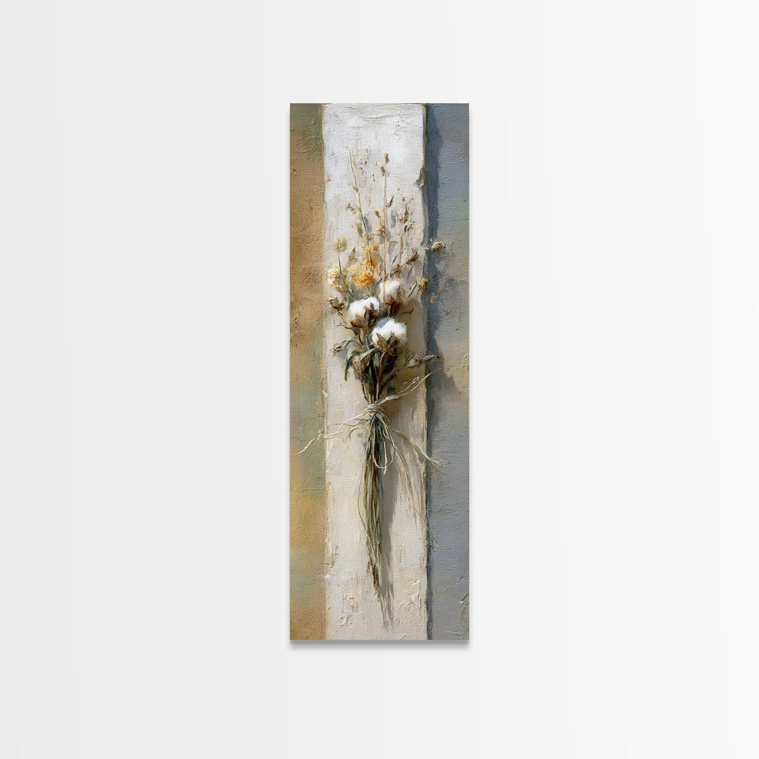 Wheat Bundle Tied Framed Canvas Print, Farmhouse Art, Landscape Art, Farmhouse Decor, Fine Art, Harvest, Textured Painting, FAR-1x3-70