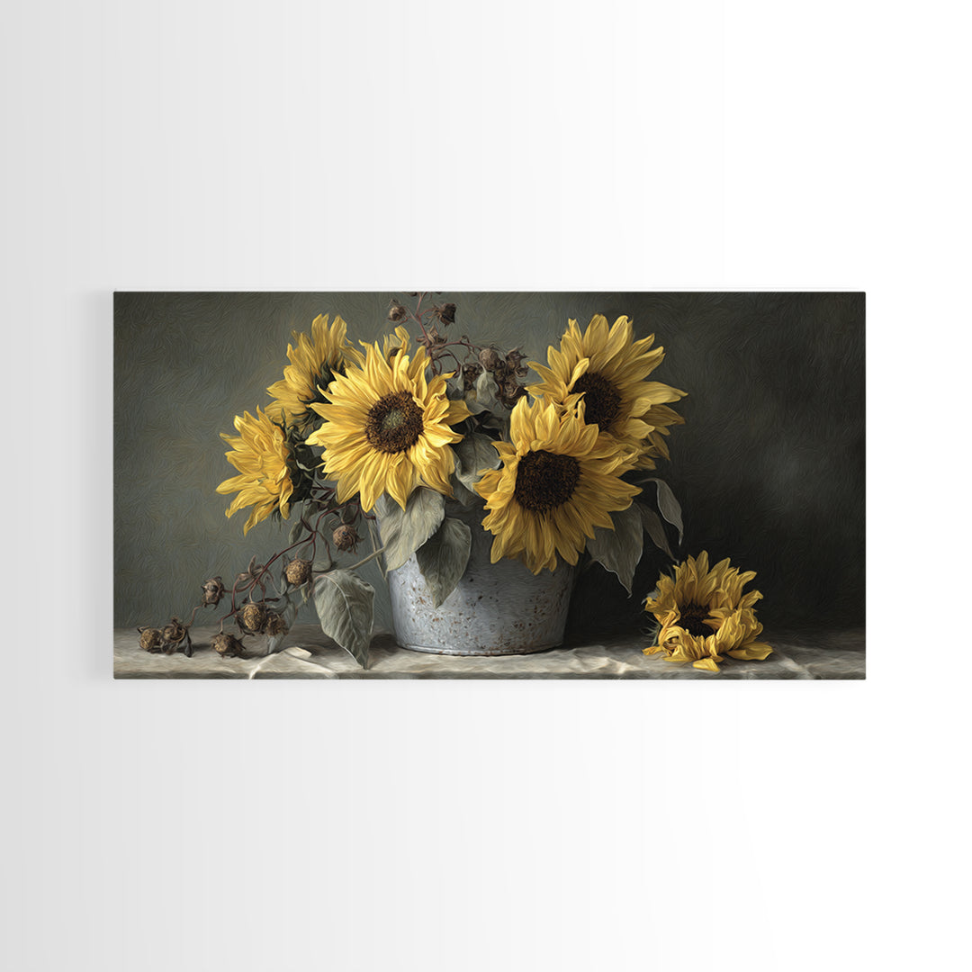 Old Milk Can Framed Canvas Print, Farmhouse Art, Digital Prints, Farmhouse Decor, Fine Art, Harvest, Watercolor Painting, FAR-2x1-56
