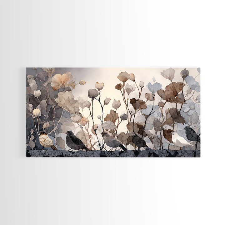 Weathered Horseshoe and Wildflowers Framed Canvas Print, Farmhouse Art, Digital Prints, Farmhouse Decor, Fine Art, Harvest, FAR-2x1-65