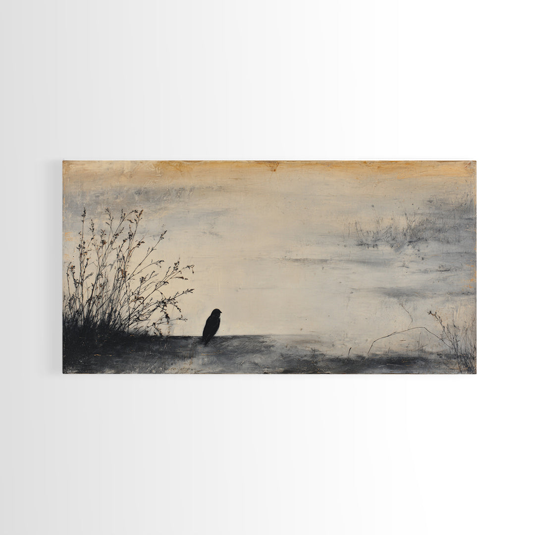 Windmill Silhouette at Sunset Framed Canvas Print, Farmhouse Art, Digital Wall Art, Farmhouse Decor, Fine Art, Harvest, FAR-2x1-85
