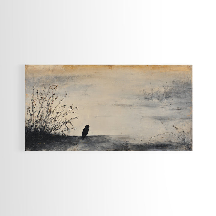 Windmill Silhouette at Sunset Framed Canvas Print, Farmhouse Art, Digital Wall Art, Farmhouse Decor, Fine Art, Harvest, FAR-2x1-85