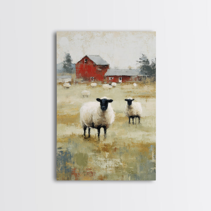 Black and White Sheep Canvas Print, Farmhouse Art, Botanical Prints, Farmhouse Decor, Fine Art, Harvest, Statement Artwork, FAR-2x3-16