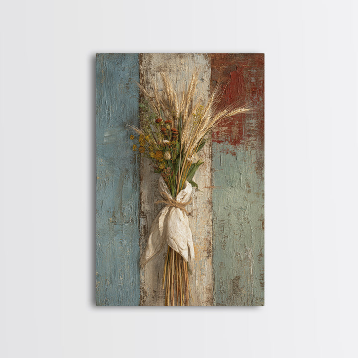 Wheat Bundle Tied Canvas Print, Farmhouse Art, Home Decor, Farmhouse Decor, Oil Painting, Harvest, Living Room Decor, FAR-2x3-66
