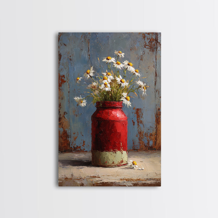 Old Milk Can Framed Canvas Print, Farmhouse Art, Printable Wall Art, Farmhouse Decor, Fine Art, Harvest, Black Wall Art, FAR-2x3-68