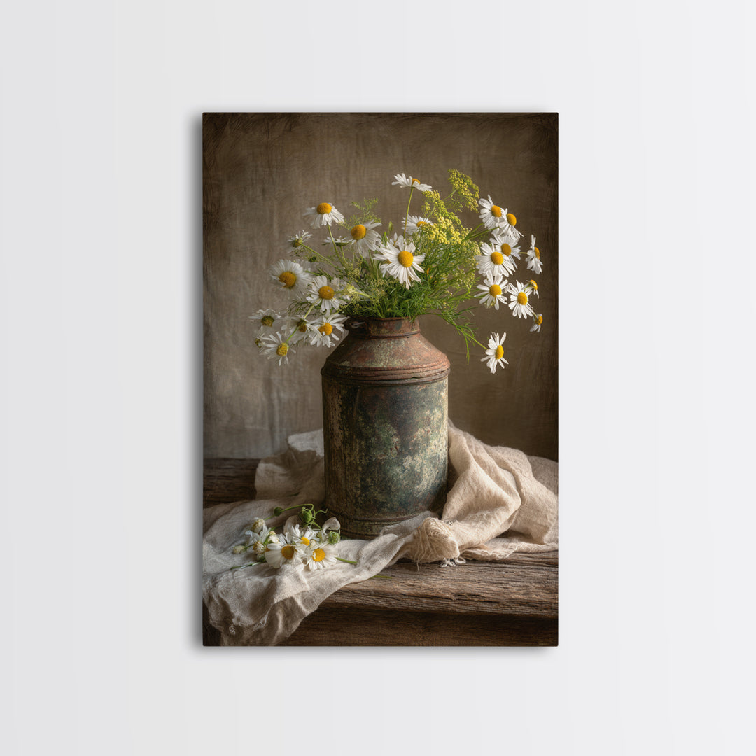 Old Milk Can Framed Canvas Print, Farmhouse Art, Gallery Decor, Farmhouse Decor, Abstract Art, Harvest, Contemporary Art, FAR-2x3-92