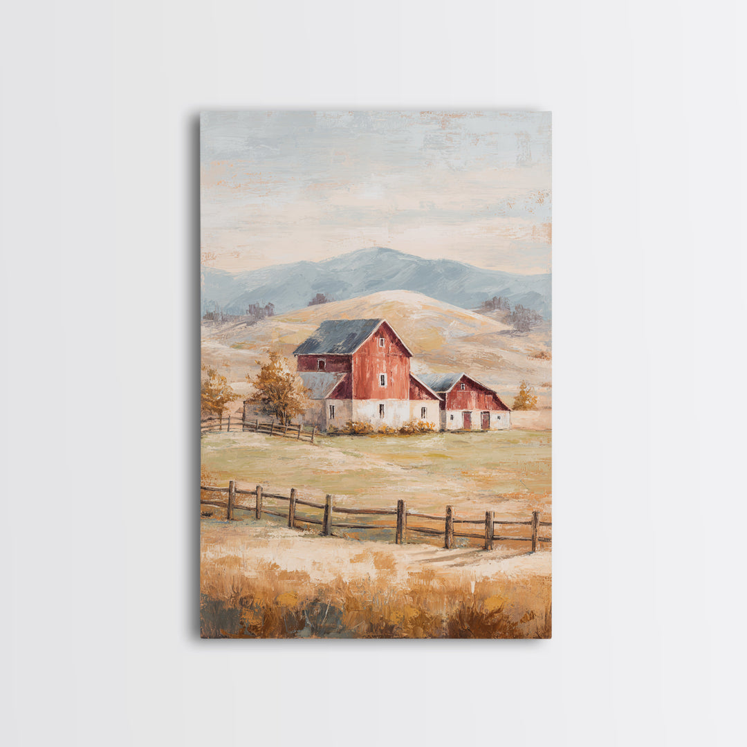 Country Landscape with Fence and Rolling Hills Canvas Print, Farmhouse Art, Printable Wall Art, Farmhouse Decor, Harvest, FAR-2x3-94