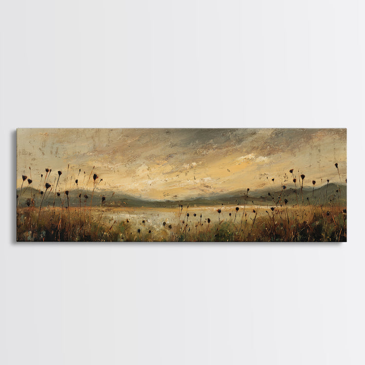 Wheat Bundle Tied Framed Canvas Print, Farmhouse Art, Digital Prints, Farmhouse Decor, Fine Art, Harvest, Watercolor Painting, FAR-3x1-2