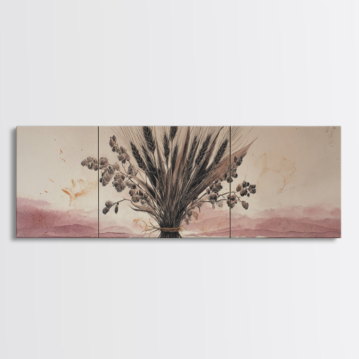 Pumpkins Stacked on a Wooden Crate Framed Canvas Print, Farmhouse Art, Oil Painting, Farmhouse Decor, Watercolor Art, Harvest, FAR-3x1-5