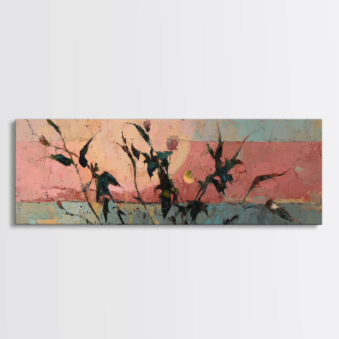 Chicken Family in a Garden Patch Framed Canvas Print, Farmhouse Art, Contemporary Art, Farmhouse Decor, Oil Painting, Harvest, FAR-3x1-55