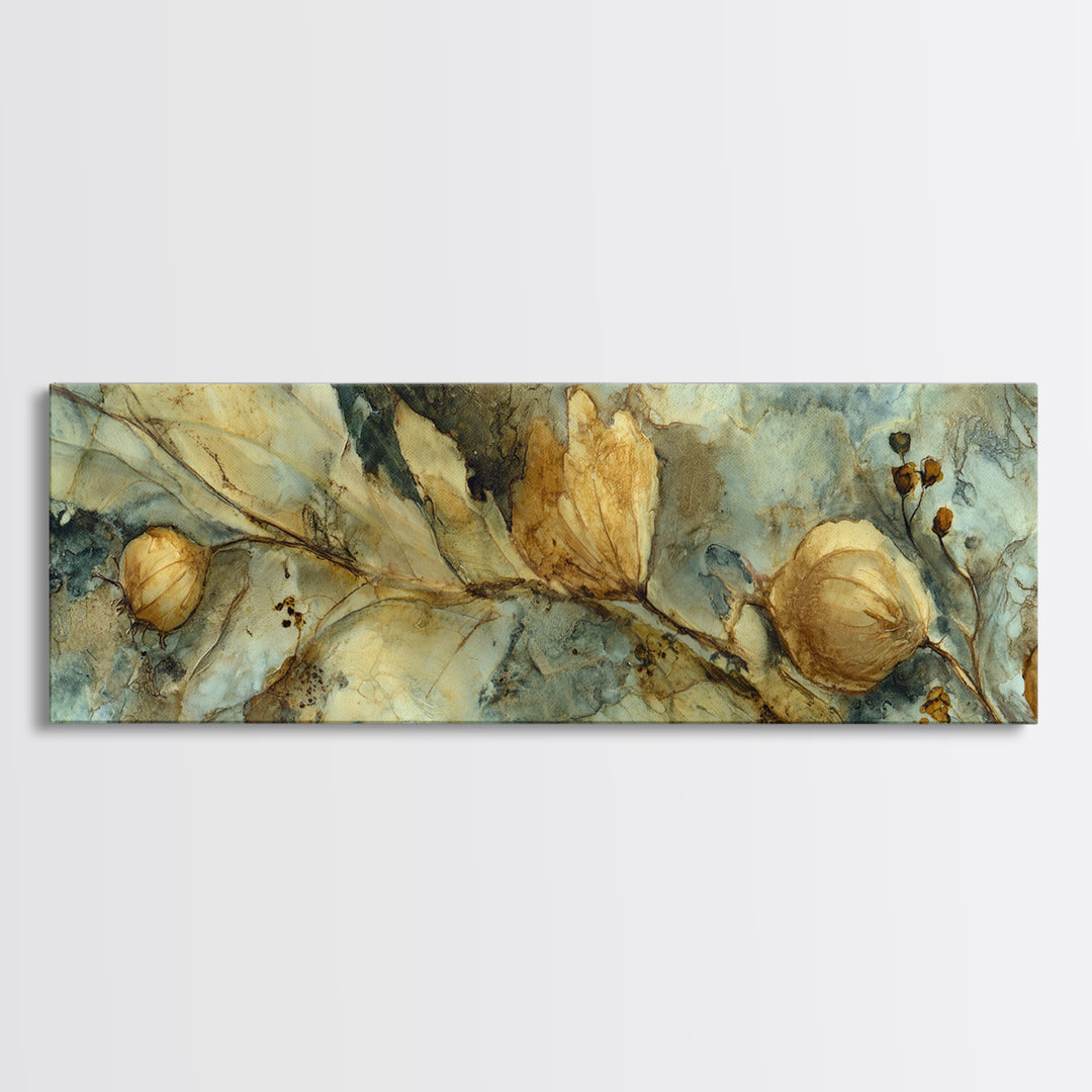 Blue Enamel Pitcher Framed Canvas Print, Farmhouse Art, Farmhouse Decor, Oil Painting, Harvest, Digital Wall Art, FAR-3x1-56
