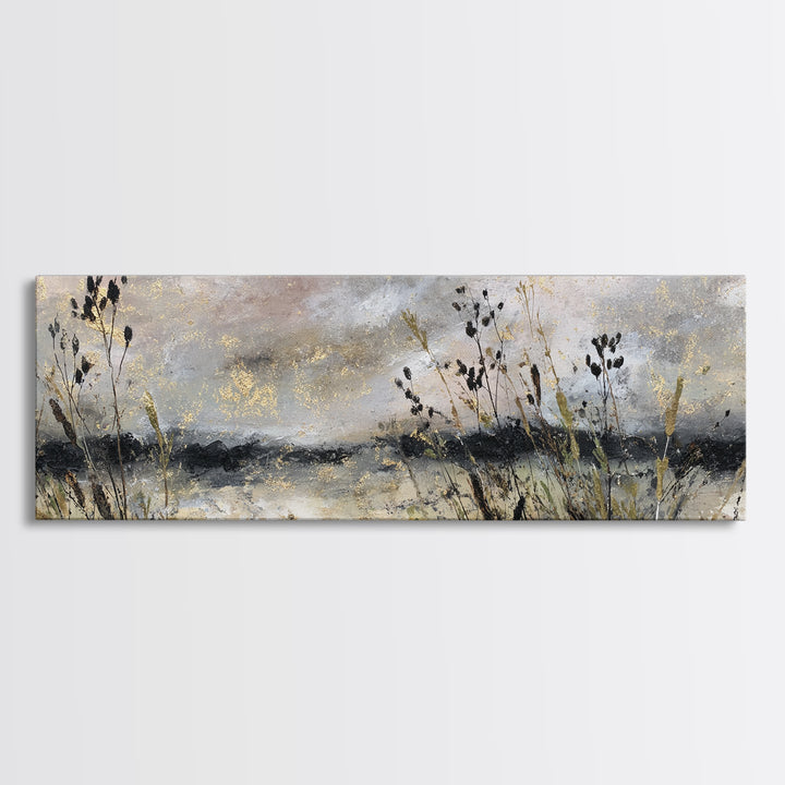 Cornfield under a Dramatic Summer Sky Canvas Print, Farmhouse Art, Gallery Decor, Farmhouse Decor, Oil Painting, Harvest, FAR-3x1-62