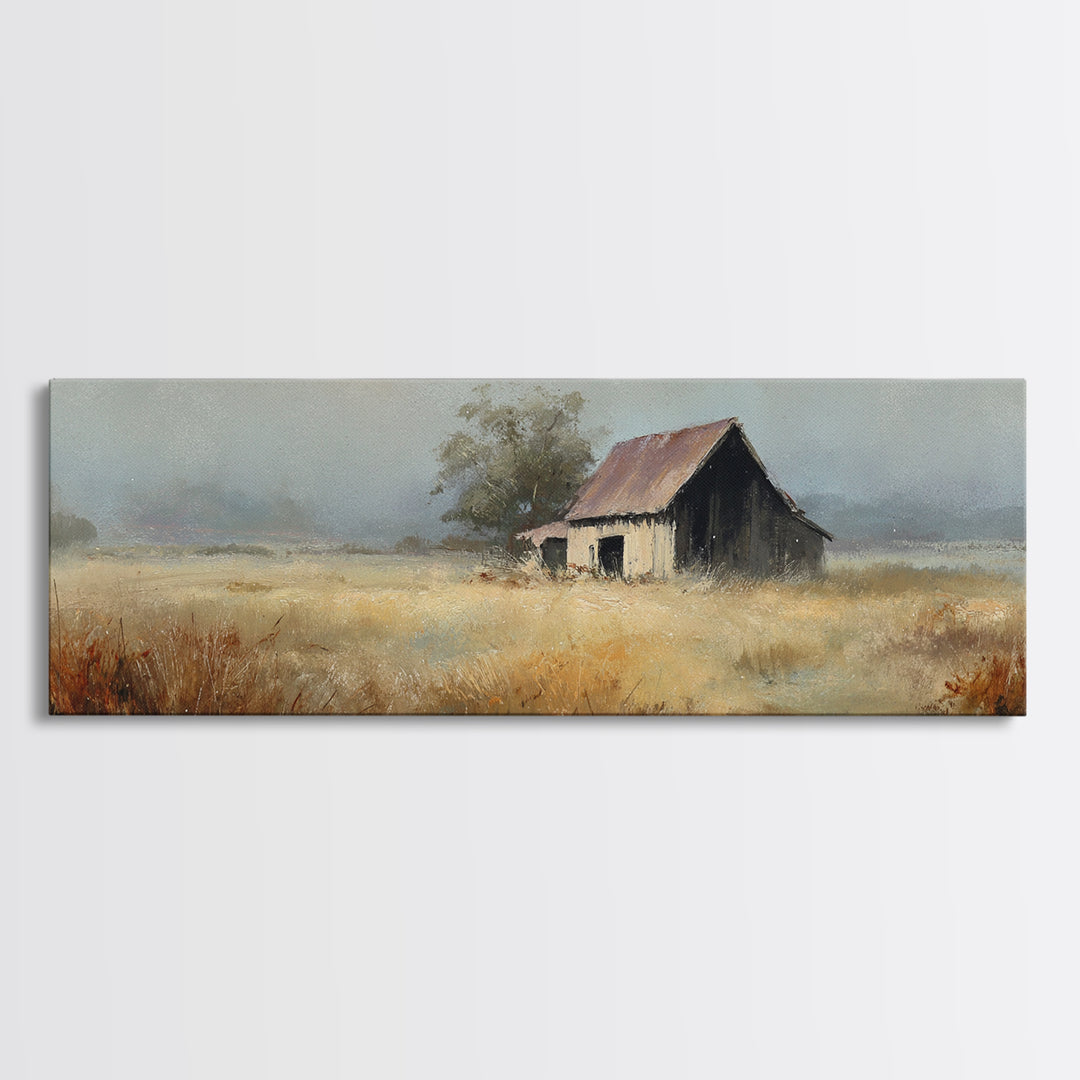 Barn Owl Perched on Aged Wood Framed Canvas Print, Farmhouse Art, Room Decor, Farmhouse Decor, Fine Art, Harvest, FAR-3x1-63