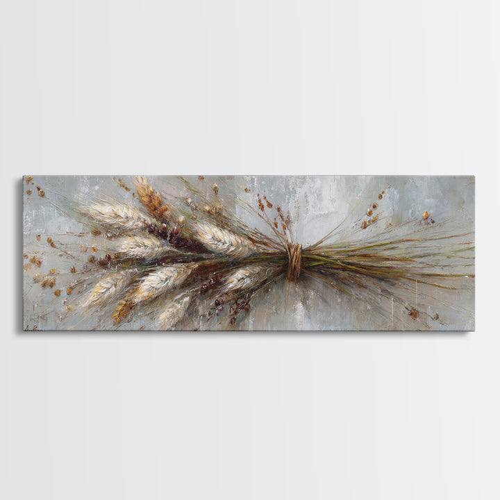 Rustic Pear Still Life on Plank Wood Canvas Print, Farmhouse Art, Art Prints, Farmhouse Decor, Harvest, Sage Green Wall Art, FAR-3x1-83