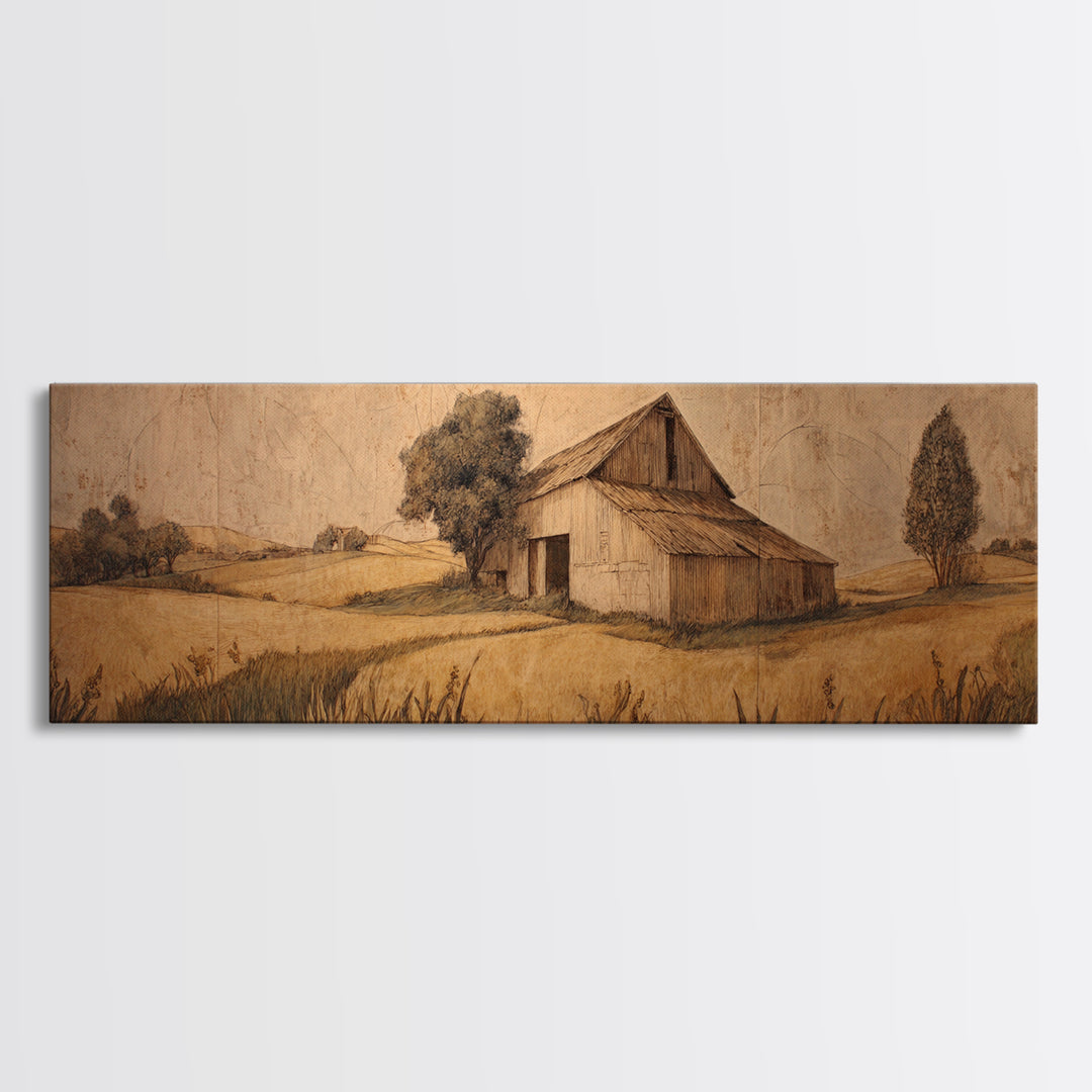 Windmill Silhouette at Sunset Framed Canvas Print, Farmhouse Art, Digital Wall Art, Farmhouse Decor, Fine Art, Harvest, FAR-3x1-9